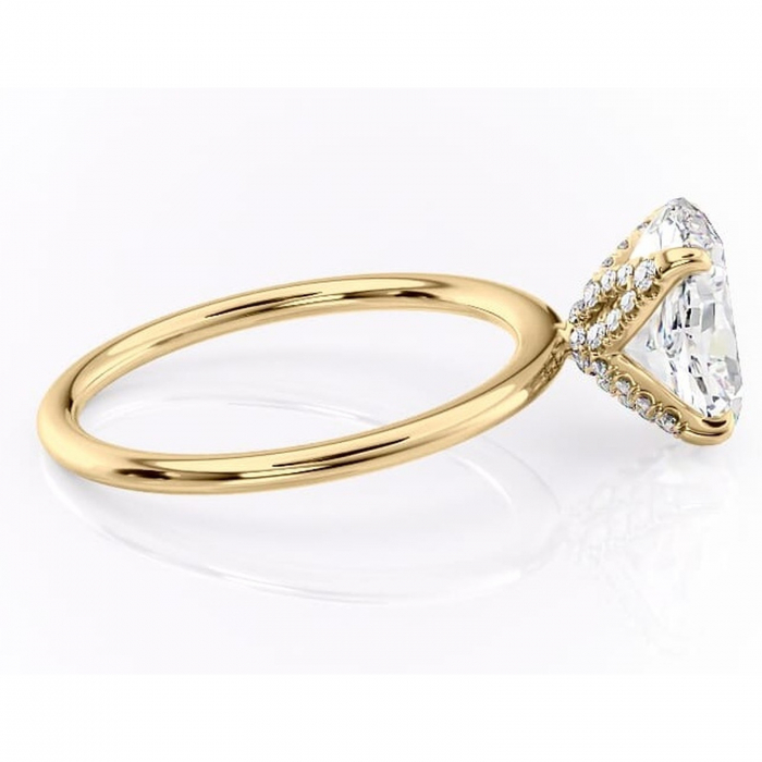 Inel de logodnă Lux din aur Galben 14kt cu moissanite tăietură ovală – Solitar rafinată pentru profil înalt | Personalizează și configurează gratuit online [2]