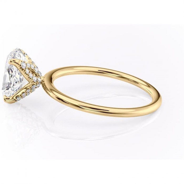 Inel de logodnă Lux din aur Galben 14kt cu moissanite tăietură ovală – Solitar rafinată pentru profil înalt | Personalizează și configurează gratuit online [6]