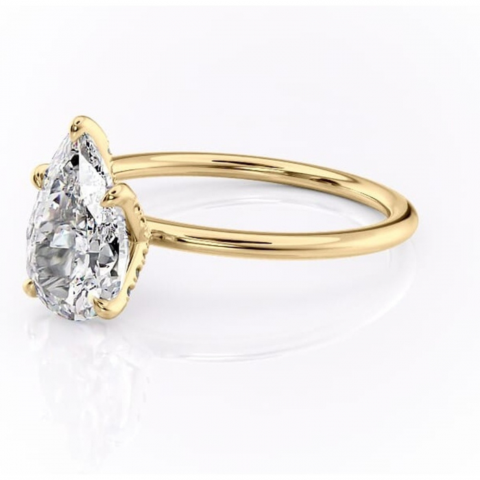 Inel de logodnă Lux din aur Galben 18kt cu moissanite tăietură pară – Solitar rafinată pentru profil înalt | Personalizează și configurează gratuit online [7]
