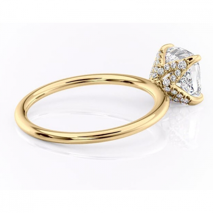 Inel de logodnă Lux din aur Galben 18kt cu moissanite tăietură pernă – Solitar rafinată pentru profil înalt | Personalizează și configurează gratuit online [3]