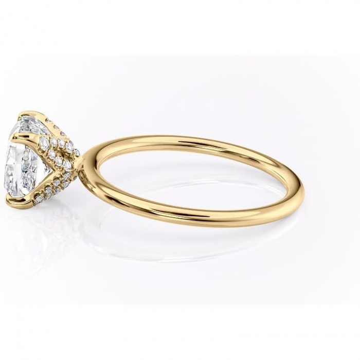 Inel de logodnă Lux din aur Galben 18kt cu moissanite tăietură pernă – Solitar rafinată pentru profil înalt | Personalizează și configurează gratuit online [6]