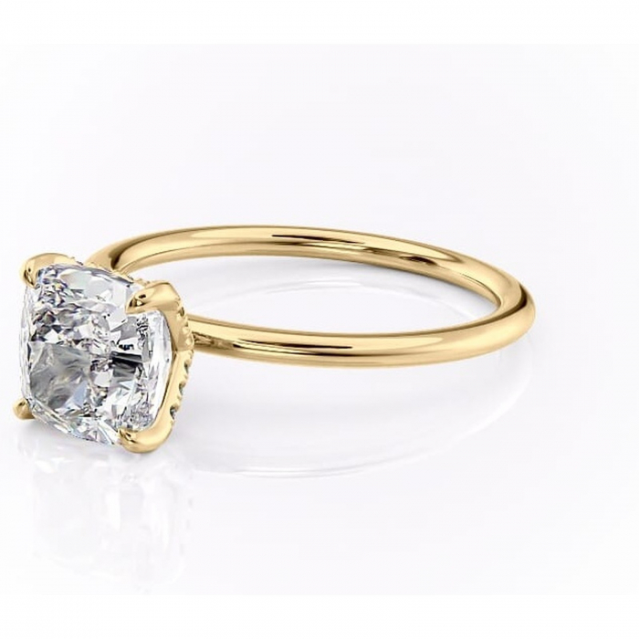 Inel de logodnă Lux din aur Galben 18kt cu moissanite tăietură pernă – Solitar rafinată pentru profil înalt | Personalizează și configurează gratuit online [7]