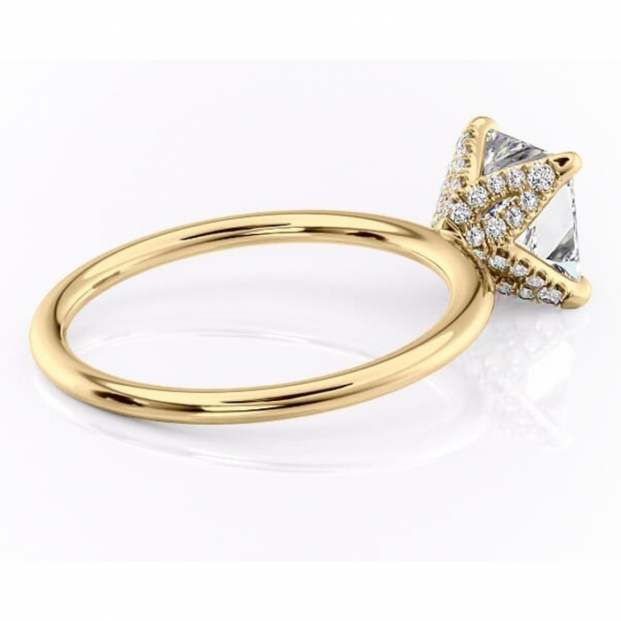 Inel de logodnă Lux din aur Galben 14kt cu moissanite tăietură princess – Solitar rafinată pentru profil înalt | Personalizează și configurează gratuit online [3]