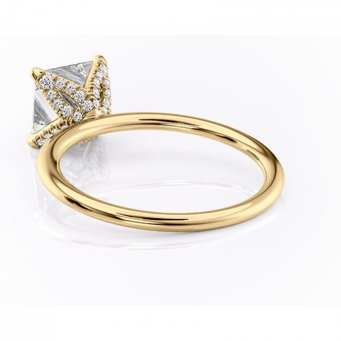 Inel de logodnă Lux din aur Galben 14kt cu moissanite tăietură princess – Solitar rafinată pentru profil înalt | Personalizează și configurează gratuit online [4]