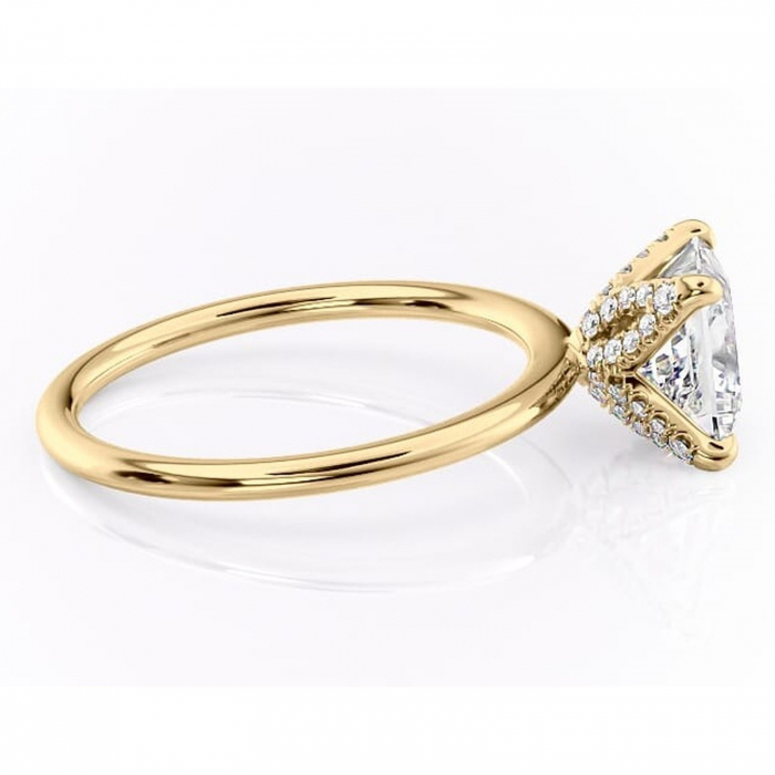 Inel de logodnă Lux din aur Galben 14kt cu moissanite tăietură princess – Solitar rafinată pentru profil înalt | Personalizează și configurează gratuit online [2]