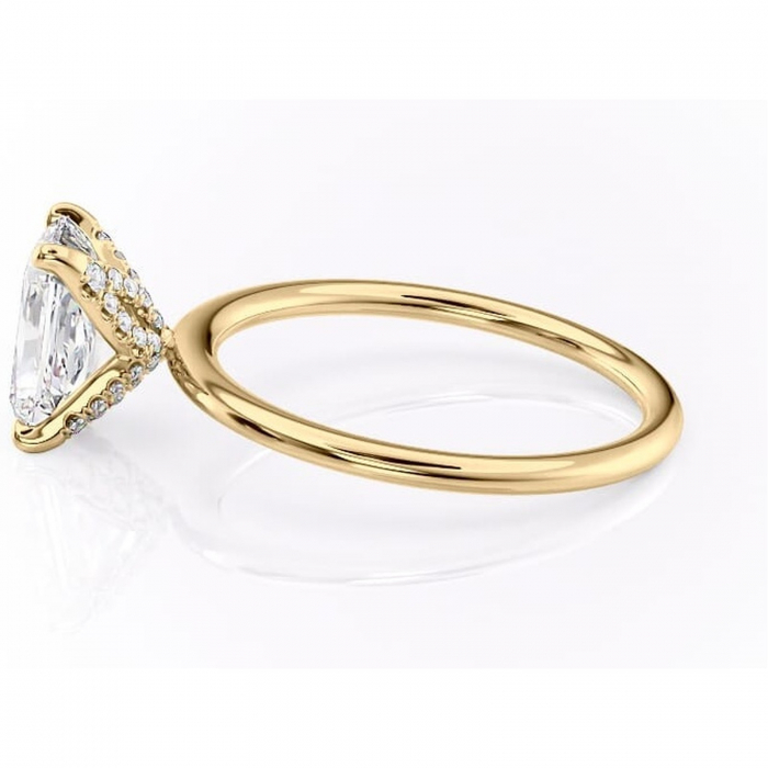 Inel de logodnă Lux din aur Galben 18kt cu moissanite tăietură radiantă – Solitar rafinată pentru profil înalt | Personalizează și configurează gratuit online [6]