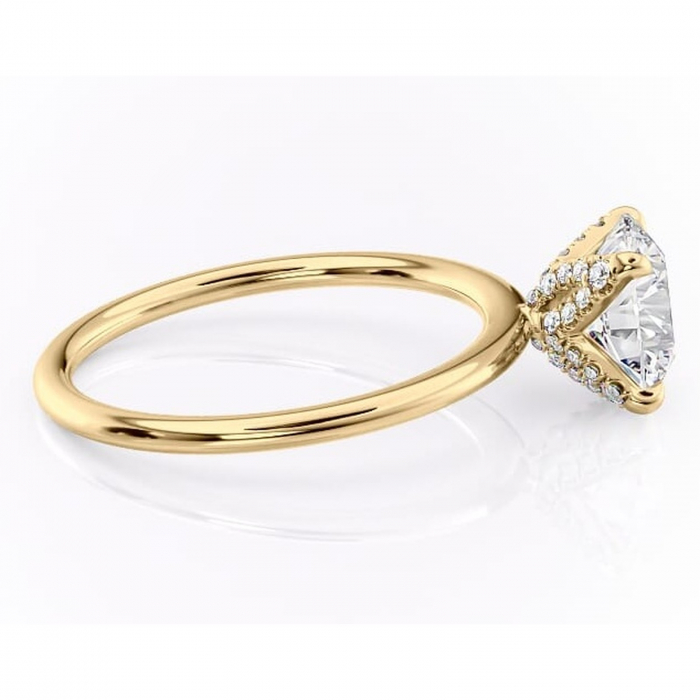 Inel de logodnă Lux din aur Galben 14kt cu moissanite tăietură rotundă – Solitar rafinată pentru profil înalt | Personalizează și configurează gratuit online [2]