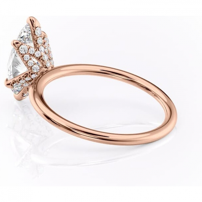 Inel de logodnă Lux din aur Rose 14kt cu moissanite tăietură marquise – Solitar rafinată pentru profil înalt | Personalizează și configurează gratuit online [5]