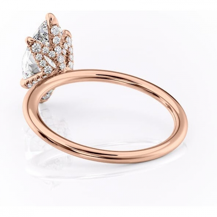 Inel de logodnă Lux din aur Rose 14kt cu moissanite tăietură marquise – Solitar rafinată pentru profil înalt | Personalizează și configurează gratuit online [4]