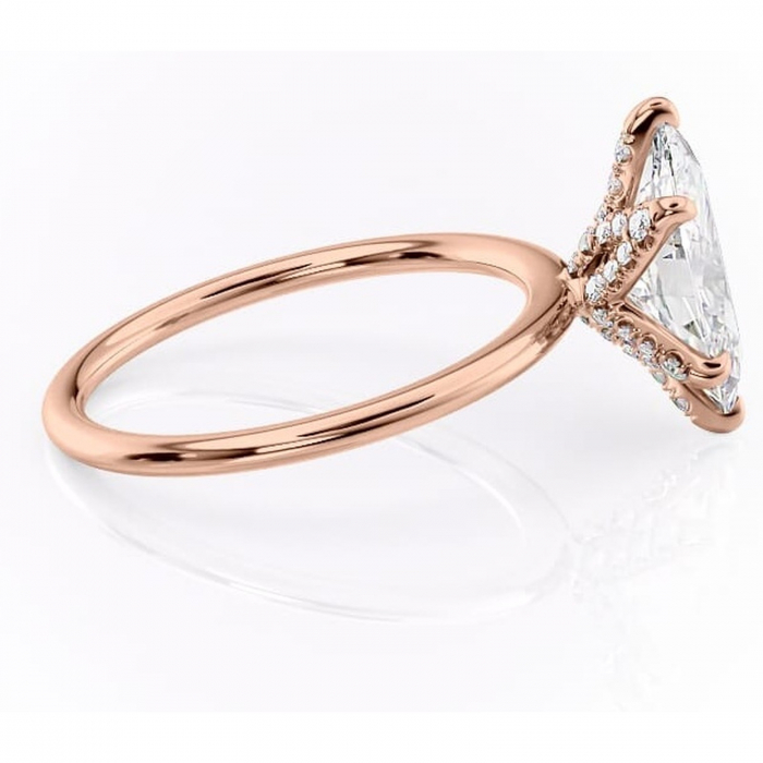 Inel de logodnă Lux din aur Rose 14kt cu moissanite tăietură marquise – Solitar rafinată pentru profil înalt | Personalizează și configurează gratuit online [2]