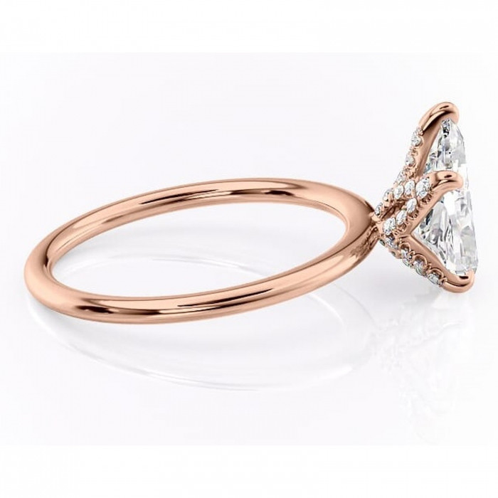Inel de logodnă Lux din aur Rose 18kt cu moissanite tăietură pară – Solitar rafinată pentru profil înalt | Personalizează și configurează gratuit online [2]