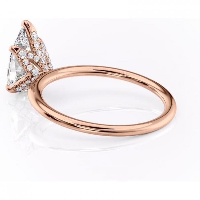 Inel de logodnă Lux din aur Rose 18kt cu moissanite tăietură pară – Solitar rafinată pentru profil înalt | Personalizează și configurează gratuit online [5]