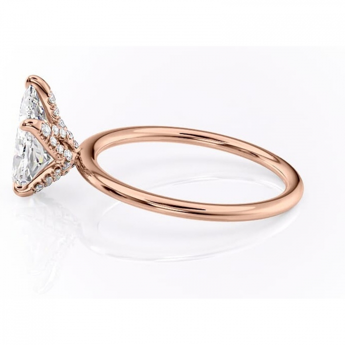Inel de logodnă Lux din aur Rose 18kt cu moissanite tăietură pară – Solitar rafinată pentru profil înalt | Personalizează și configurează gratuit online [6]