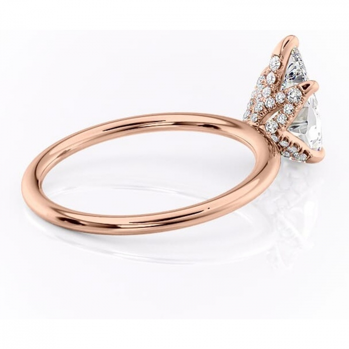 Inel de logodnă Lux din aur Rose 18kt cu moissanite tăietură pară – Solitar rafinată pentru profil înalt | Personalizează și configurează gratuit online [3]