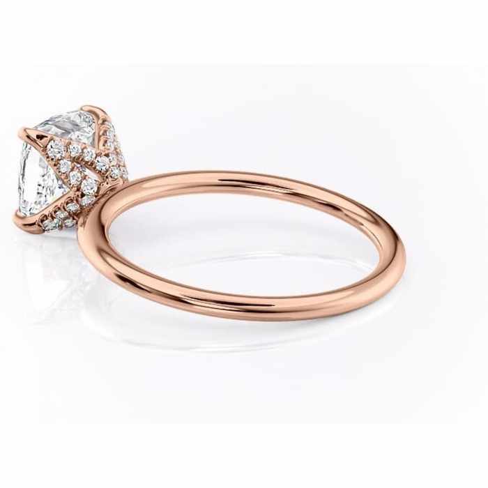 Inel de logodnă Lux din aur Rose 18kt cu moissanite tăietură pernă – Solitar rafinată pentru profil înalt | Personalizează și configurează gratuit online [5]