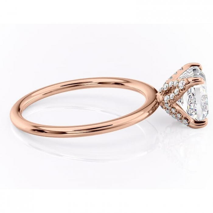 Inel de logodnă Lux din aur Rose 18kt cu moissanite tăietură pernă – Solitar rafinată pentru profil înalt | Personalizează și configurează gratuit online [2]