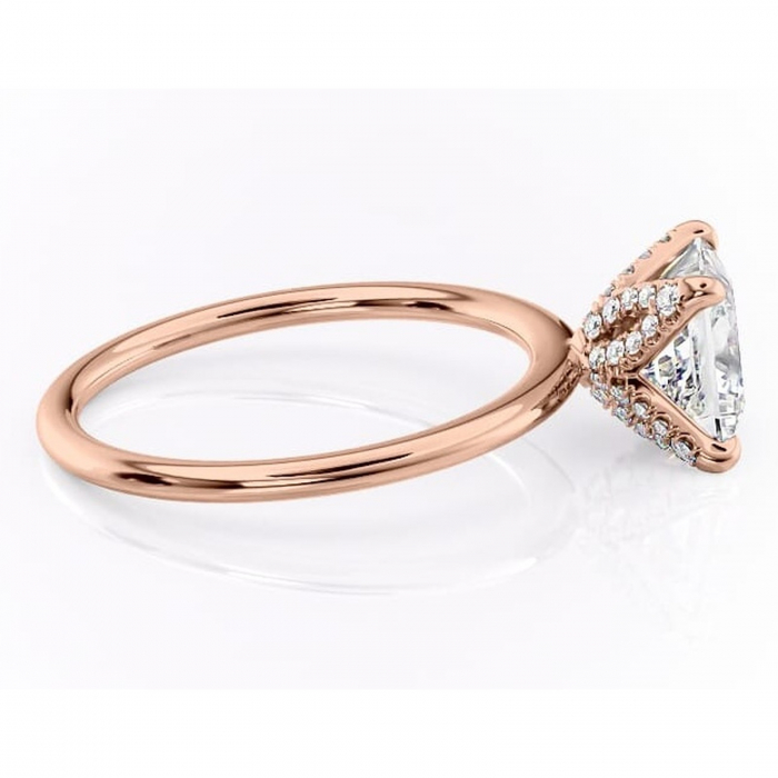 Inel de logodnă Lux din aur Rose 14kt cu moissanite tăietură princess – Solitar rafinată pentru profil înalt | Personalizează și configurează gratuit online [2]