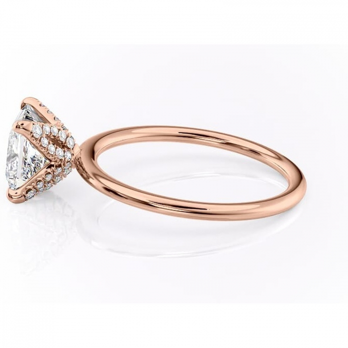 Inel de logodnă Lux din aur Rose 14kt cu moissanite tăietură princess – Solitar rafinată pentru profil înalt | Personalizează și configurează gratuit online [6]