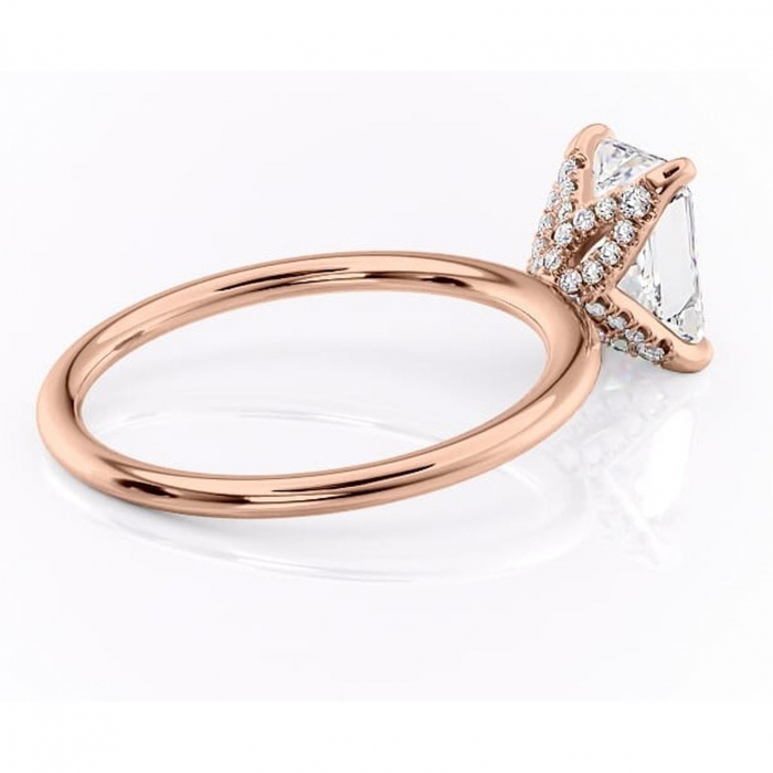 Inel de logodnă Lux din aur Rose 18kt cu moissanite tăietură radiantă – Solitar rafinată pentru profil înalt | Personalizează și configurează gratuit online [3]