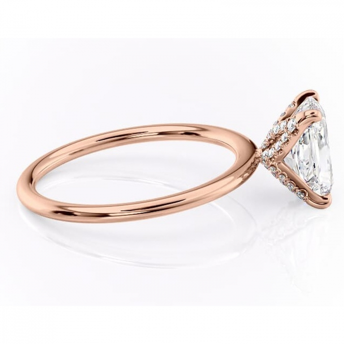 Inel de logodnă Lux din aur Rose 18kt cu moissanite tăietură radiantă – Solitar rafinată pentru profil înalt | Personalizează și configurează gratuit online [2]