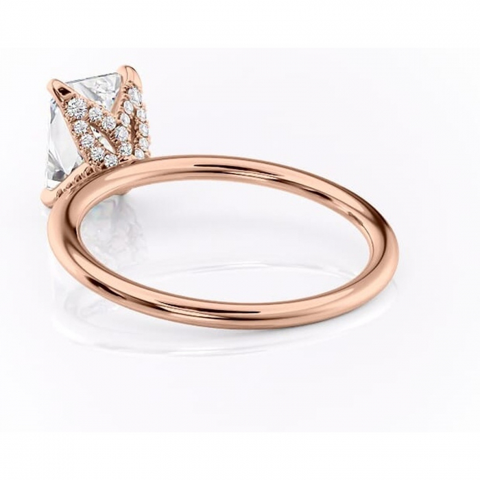 Inel de logodnă Lux din aur Rose 18kt cu moissanite tăietură radiantă – Solitar rafinată pentru profil înalt | Personalizează și configurează gratuit online [4]