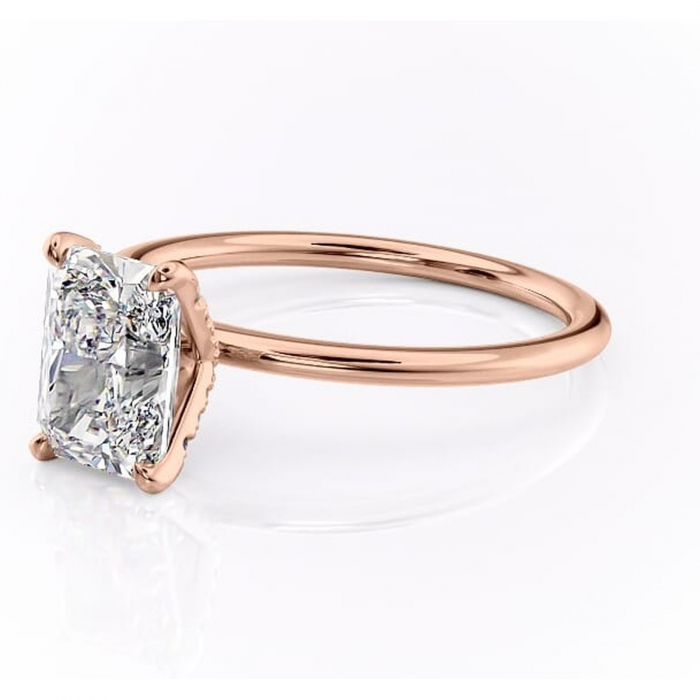 Inel de logodnă Lux din aur Rose 18kt cu moissanite tăietură radiantă – Solitar rafinată pentru profil înalt | Personalizează și configurează gratuit online [7]