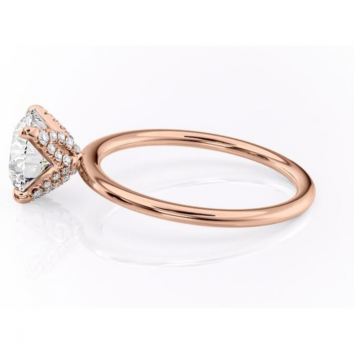 Inel de logodnă Lux din aur Rose 14kt cu moissanite tăietură rotundă – Solitar rafinată pentru profil înalt | Personalizează și configurează gratuit online [6]