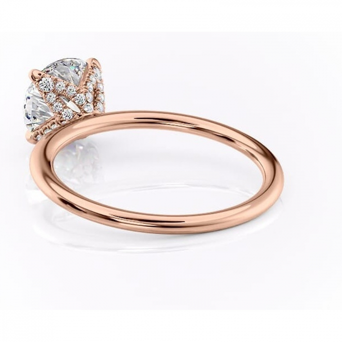 Inel de logodnă Lux din aur Rose 14kt cu moissanite tăietură rotundă – Solitar rafinată pentru profil înalt | Personalizează și configurează gratuit online [4]