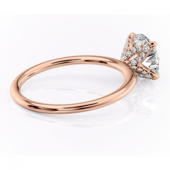 Inel de logodnă Lux din aur Rose 14kt cu moissanite tăietură rotundă – Solitar rafinată pentru profil înalt | Personalizează și configurează gratuit online [3]