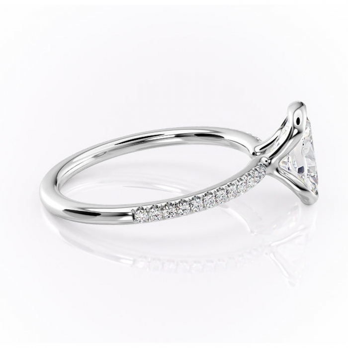 Inel de logodnă Maelis din aur Alb 14kt cu moissanite tăietură pernă – Montură închisă rafinată pentru profil mediu | Personalizează și configurează gratuit online [2]