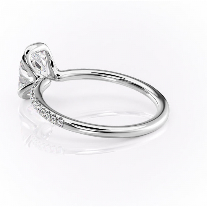 Inel de logodnă Maelis din aur Alb 14kt cu moissanite tăietură pernă – Montură închisă rafinată pentru profil mediu | Personalizează și configurează gratuit online [5]