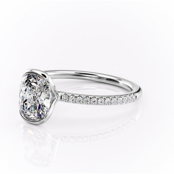 Inel de logodnă Maelis din aur Alb 14kt cu moissanite tăietură pernă – Montură închisă rafinată pentru profil mediu | Personalizează și configurează gratuit online [7]