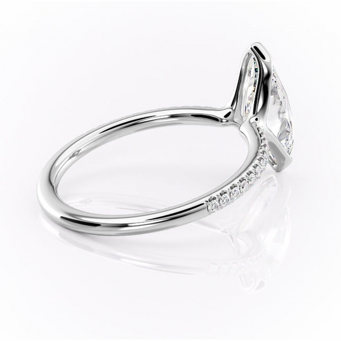 Inel de logodnă Maelis din aur Alb 14kt cu moissanite tăietură marquise – Montură închisă rafinată pentru profil mediu | Personalizează și configurează gratuit online [3]