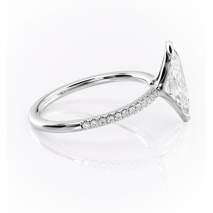 Inel de logodnă Maelis din aur Alb 14kt cu moissanite tăietură marquise – Montură închisă rafinată pentru profil mediu | Personalizează și configurează gratuit online [2]
