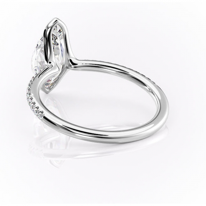 Inel de logodnă Maelis din aur Alb 14kt cu moissanite tăietură marquise – Montură închisă rafinată pentru profil mediu | Personalizează și configurează gratuit online [4]