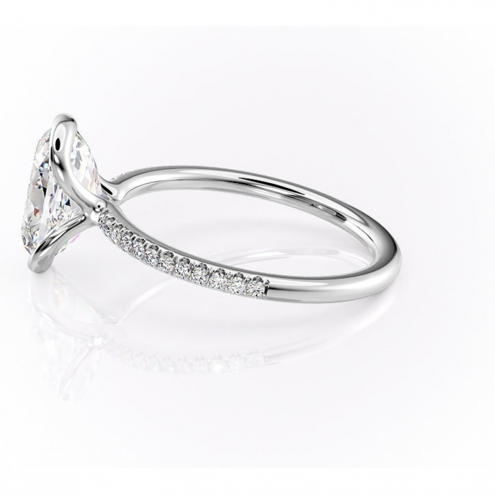 Inel de logodnă Maelis din aur Alb 14kt cu moissanite tăietură ovală – Montură închisă rafinată pentru profil mediu | Personalizează și configurează gratuit online [6]