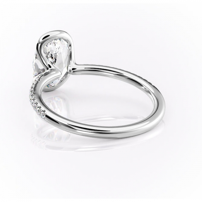 Inel de logodnă Maelis din aur Alb 14kt cu moissanite tăietură ovală – Montură închisă rafinată pentru profil mediu | Personalizează și configurează gratuit online [4]