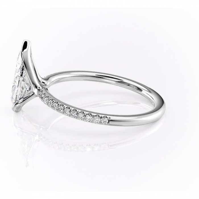 Inel de logodnă Maelis din aur Alb 14kt cu moissanite tăietură pară – Montură închisă rafinată pentru profil mediu | Personalizează și configurează gratuit online [6]