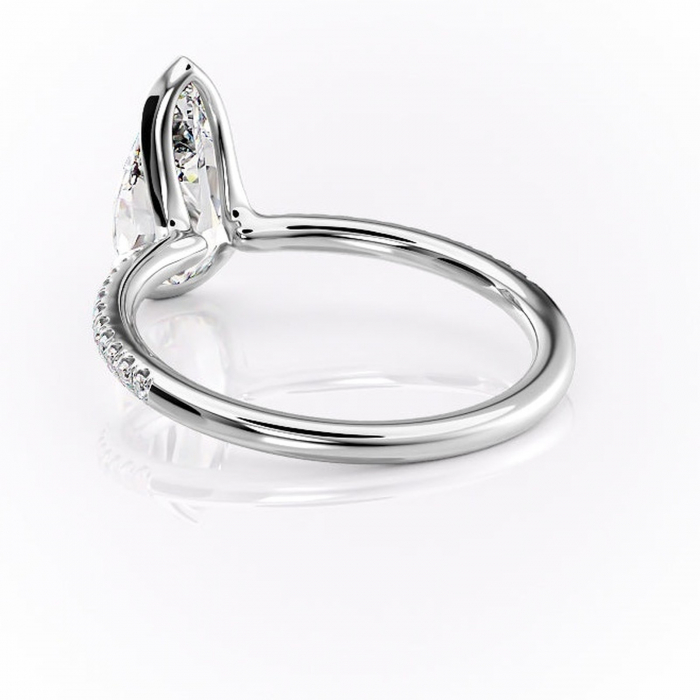 Inel de logodnă Maelis din aur Alb 14kt cu moissanite tăietură pară – Montură închisă rafinată pentru profil mediu | Personalizează și configurează gratuit online [4]