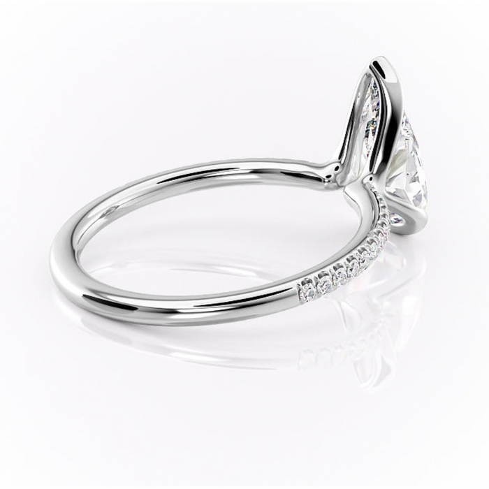 Inel de logodnă Maelis din aur Alb 14kt cu moissanite tăietură pară – Montură închisă rafinată pentru profil mediu | Personalizează și configurează gratuit online [3]