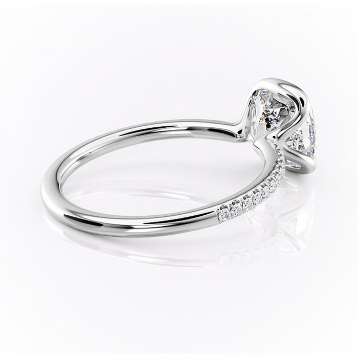 Inel de logodnă Maelis din aur Alb 14kt cu moissanite tăietură pernă – Montură închisă rafinată pentru profil mediu | Personalizează și configurează gratuit online [3]