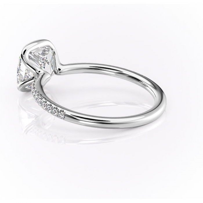 Inel de logodnă Maelis din aur Alb 14kt cu moissanite tăietură pernă – Montură închisă rafinată pentru profil mediu | Personalizează și configurează gratuit online [5]