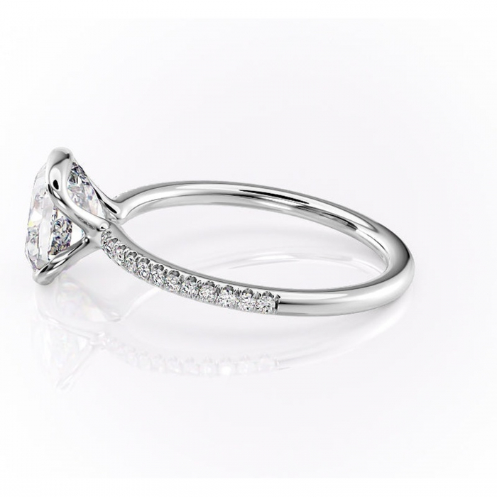 Inel de logodnă Maelis din aur Alb 14kt cu moissanite tăietură pernă – Montură închisă rafinată pentru profil mediu | Personalizează și configurează gratuit online [6]