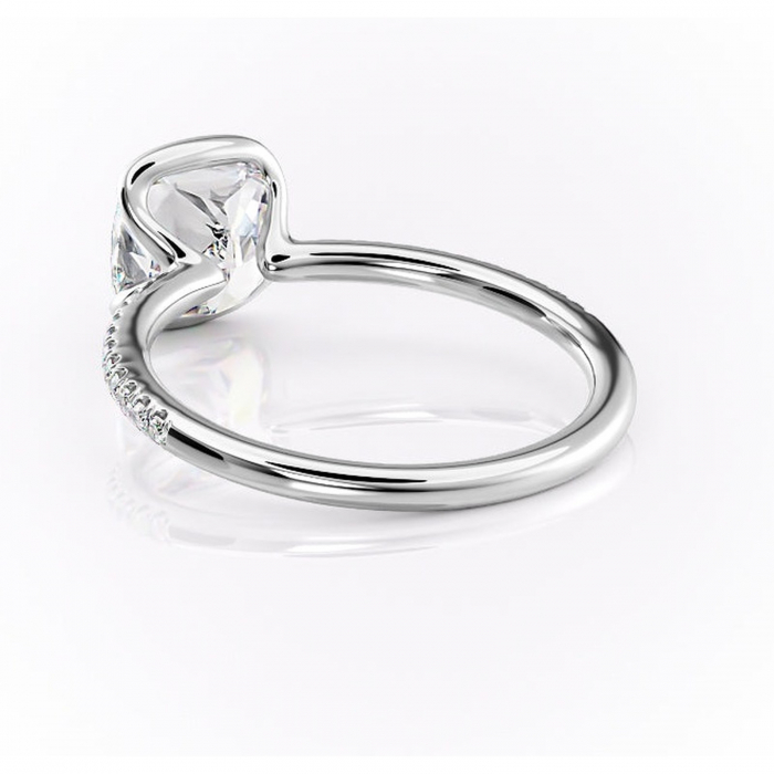 Inel de logodnă Maelis din aur Alb 14kt cu moissanite tăietură pernă – Montură închisă rafinată pentru profil mediu | Personalizează și configurează gratuit online [4]