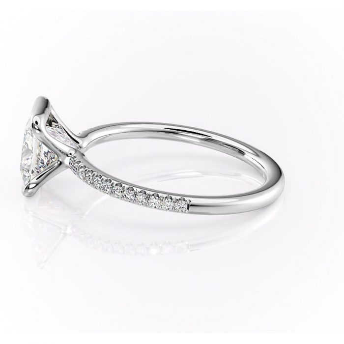 Inel de logodnă Maelis din aur Alb 14kt cu moissanite tăietură princess – Montură închisă rafinată pentru profil mediu | Personalizează și configurează gratuit online [6]