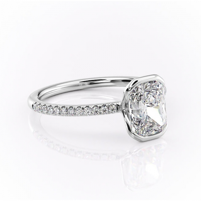 Inel de logodnă Maelis din aur Alb 14kt cu moissanite tăietură radiantă – Montură închisă rafinată pentru profil mediu | Personalizează și configurează gratuit online [1]