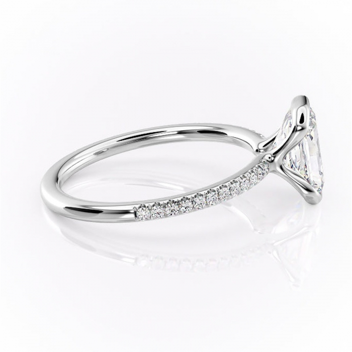 Inel de logodnă Maelis din aur Alb 14kt cu moissanite tăietură radiantă – Montură închisă rafinată pentru profil mediu | Personalizează și configurează gratuit online [2]