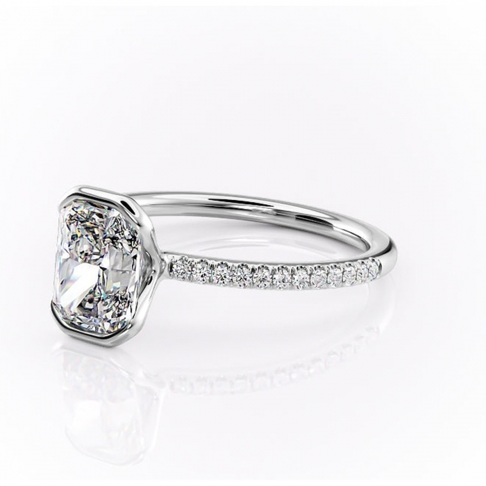 Inel de logodnă Maelis din aur Alb 14kt cu moissanite tăietură radiantă – Montură închisă rafinată pentru profil mediu | Personalizează și configurează gratuit online [7]