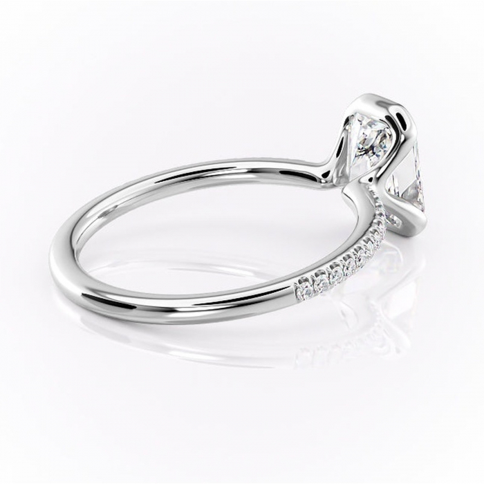 Inel de logodnă Maelis din aur Alb 14kt cu moissanite tăietură radiantă – Montură închisă rafinată pentru profil mediu | Personalizează și configurează gratuit online [3]