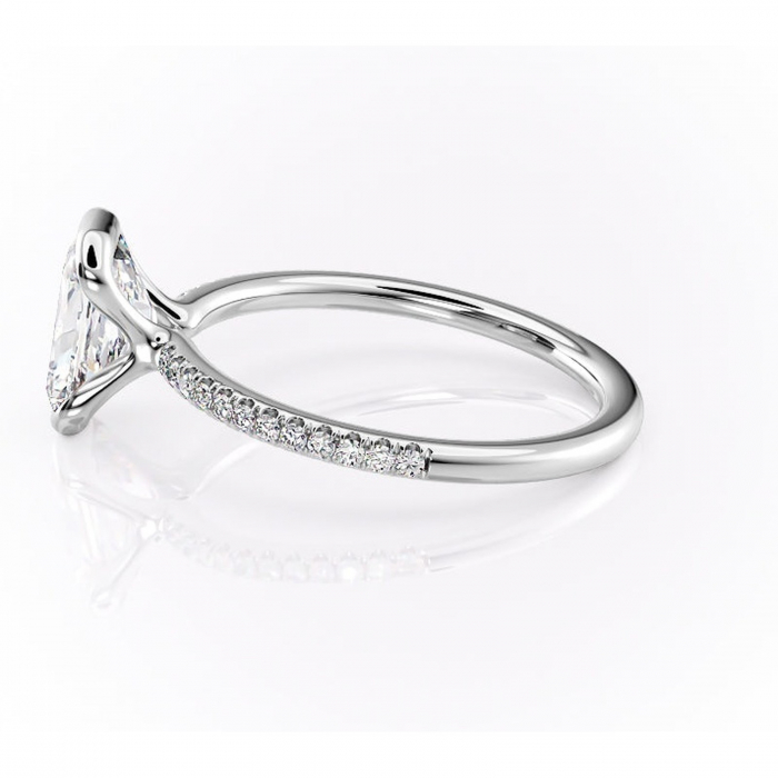 Inel de logodnă Maelis din aur Alb 14kt cu moissanite tăietură radiantă – Montură închisă rafinată pentru profil mediu | Personalizează și configurează gratuit online [6]